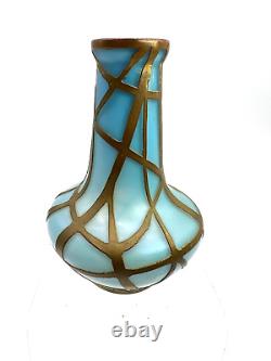 Art Deco Overlay Loetz Blue Glass Small Vase