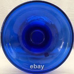 Art Glass Blue Hand Made Floral Vase Signed R&D Made in Thailand 17.5 Tall
