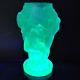 Art Glass Uranium Nude Vase Satin Blue Aquamarine Bohemia Glass H. Hoffmann