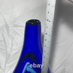 Art Glass Vase 18 in Cobalt Blue Decorative 8 lbs 9.2 oz Teardrop Shaped Unique