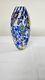 Art Glass Vase Bullseye White Blue Yellow Colorful 12 vase