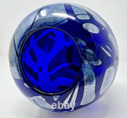 Art Glass Vase Signed Frederick Warren 1995 Cobalt Blue