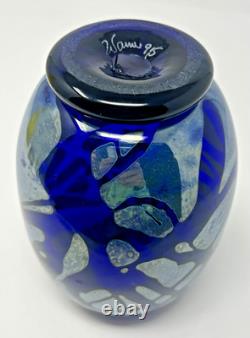 Art Glass Vase Signed Frederick Warren 1995 Cobalt Blue