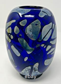 Art Glass Vase Signed Frederick Warren 1995 Cobalt Blue