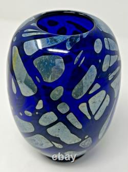 Art Glass Vase Signed Frederick Warren 1995 Cobalt Blue