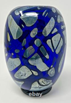 Art Glass Vase Signed Frederick Warren 1995 Cobalt Blue