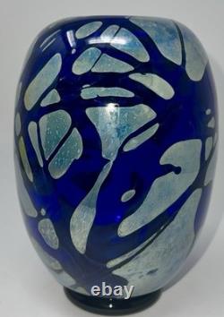 Art Glass Vase Signed Frederick Warren 1995 Cobalt Blue