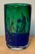 Art Glass Vase Signed Handblown 8 Inch Green and Cobalt Blue Swirl Design