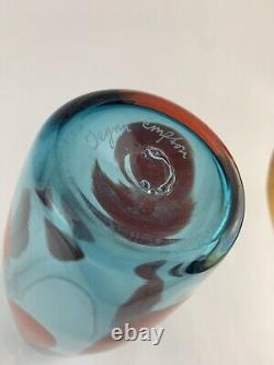 Art Glass Vase Vessel Handmade Artist Tegan Empson Modernist Blown Glass Signed