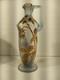 Art Nouveau 1890-1910 blue frosted glass hand-painted gold blue flowers ANTIQUE