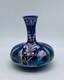Art Nouveau Bohemian FRITZ HECKERT Iridescent Blue Floral Enameled Glass Vase