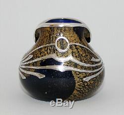 Art Nouveau Loetz Ophir Blue Vase Silver Overlay Antique Bohemian Glass 1904