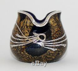 Art Nouveau Loetz Ophir Blue Vase Silver Overlay Antique Bohemian Glass 1904