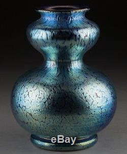 Art Nouveau Loetz Widow Cobalt Creta Papillon Vase. 1900