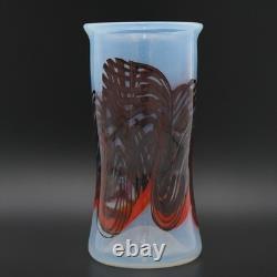 Art Reed Studio Art Glass Vase 1976 Signed Hand Blown Blue Black Red Ex-Cond