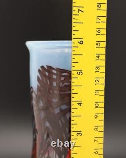 Art Reed Studio Art Glass Vase 1976 Signed Hand Blown Blue Black Red Ex-Cond
