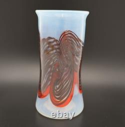 Art Reed Studio Art Glass Vase 1976 Signed Hand Blown Blue Black Red Ex-Cond