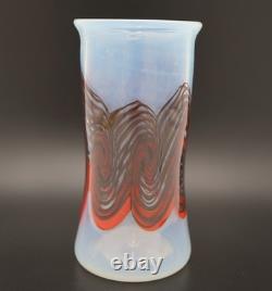 Art Reed Studio Art Glass Vase 1976 Signed Hand Blown Blue Black Red Ex-Cond