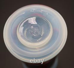 Art Reed Studio Art Glass Vase 1976 Signed Hand Blown Blue Black Red Ex-Cond