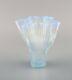 Arthur Percy for Gullaskruf. Veckla vase in light blue mouth blown art glass