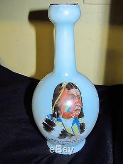 Austrian Satin Glass Vase from Indian Congress Pan Am Expo 1901 Powder Blue GUC