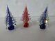 Authentic Murano Italian Glass Red & Blue Christmas Tree lot of 3 please read