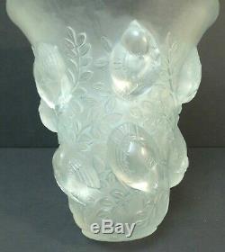 Authentic R. Lalique SAINT FRANCOIS Art Glass Vase, Blue Patina, 1930's