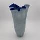 Authentic Vintage Krosno Jozefina Large 16.5 Blue Fluted Polish Art Glass Vase
