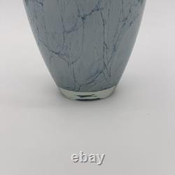 Authentic Vintage Krosno Jozefina Large 16.5 Blue Fluted Polish Art Glass Vase