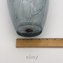 Authentic Vintage Krosno Jozefina Large 16.5 Blue Fluted Polish Art Glass Vase