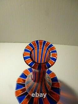 Awesome Murano Venini Red Blue Striped Canne Genie Bottle Vase