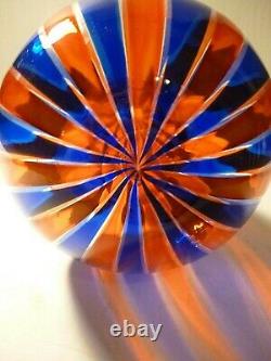 Awesome Murano Venini Red Blue Striped Canne Genie Bottle Vase