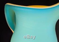 BAIJAB AZERBAIJAN RUSSIAN Art Glass Vase with Handle BLUE 16.5