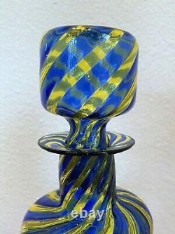 BAROVIER & TOSO Mid-Century Murano Glass Blue Art Decanter Bottle Stopper Italy