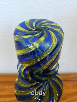 BAROVIER & TOSO Mid-Century Murano Glass Blue Art Decanter Bottle Stopper Italy