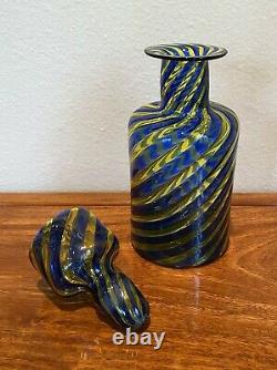 BAROVIER & TOSO Mid-Century Murano Glass Blue Art Decanter Bottle Stopper Italy