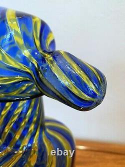 BAROVIER & TOSO Mid-Century Murano Glass Blue Art Decanter Bottle Stopper Italy