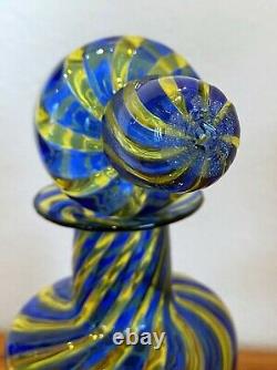 BAROVIER & TOSO Mid-Century Murano Glass Blue Art Decanter Bottle Stopper Italy