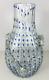 BAROVIER & TOSO Murano STYLE Art Glass 13½ Clear WithBlue Dots Vase Ruffle