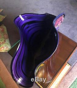 BEAUTIFUL LARGE NOWAK NUMBERED GLASS VASE/VESSEL/SHELL 22 x 12 SIGNED