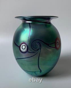 BEAUTIFUL ROBERT EICKHOLT OPALESCENCE AURENE VASE, 5.5 x 4.5 INCHES, 1997