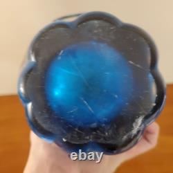 BIG MURANO SOMMERSO GLASS VASE SEGUSO LABEL. Blue/ Green 11 Inch RARE ITALY