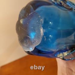 BIG MURANO SOMMERSO GLASS VASE SEGUSO LABEL. Blue/ Green 11 Inch RARE ITALY