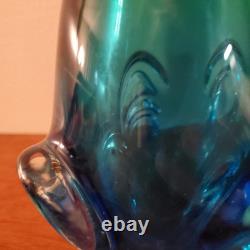 BIG MURANO SOMMERSO GLASS VASE SEGUSO LABEL. Blue/ Green 11 Inch RARE ITALY