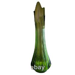 BIG Vintage MCM 22 Swung Green Glass Vase L. E. Smith Mid Century Retro Tall