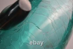 BLENKO 971M Teal Crackle Glass FISH Vase Mid Century MCM Winslow Anderson 16.5