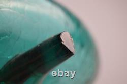 BLENKO 971M Teal Crackle Glass FISH Vase Mid Century MCM Winslow Anderson 16.5