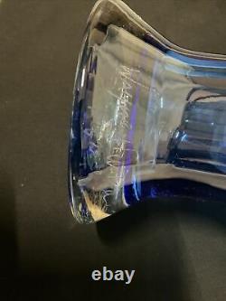 BLENKO ART GLASS FACE VASE BLUE 1 of 2 made signed WAYNE HUSTED