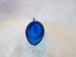 BLENKO Art Glass BLUE Cornucopia Horn Vase Winslow Anderson 17 l Thanksgiving