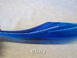 BLENKO Art Glass BLUE Cornucopia Horn Vase Winslow Anderson 17 l Thanksgiving